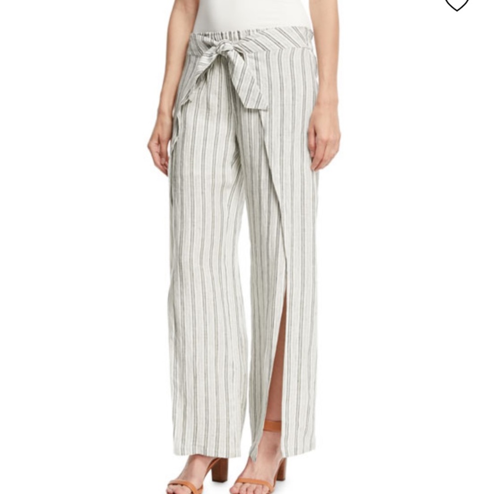 Joie Sahira Striped Linen Wide-Leg Pants
